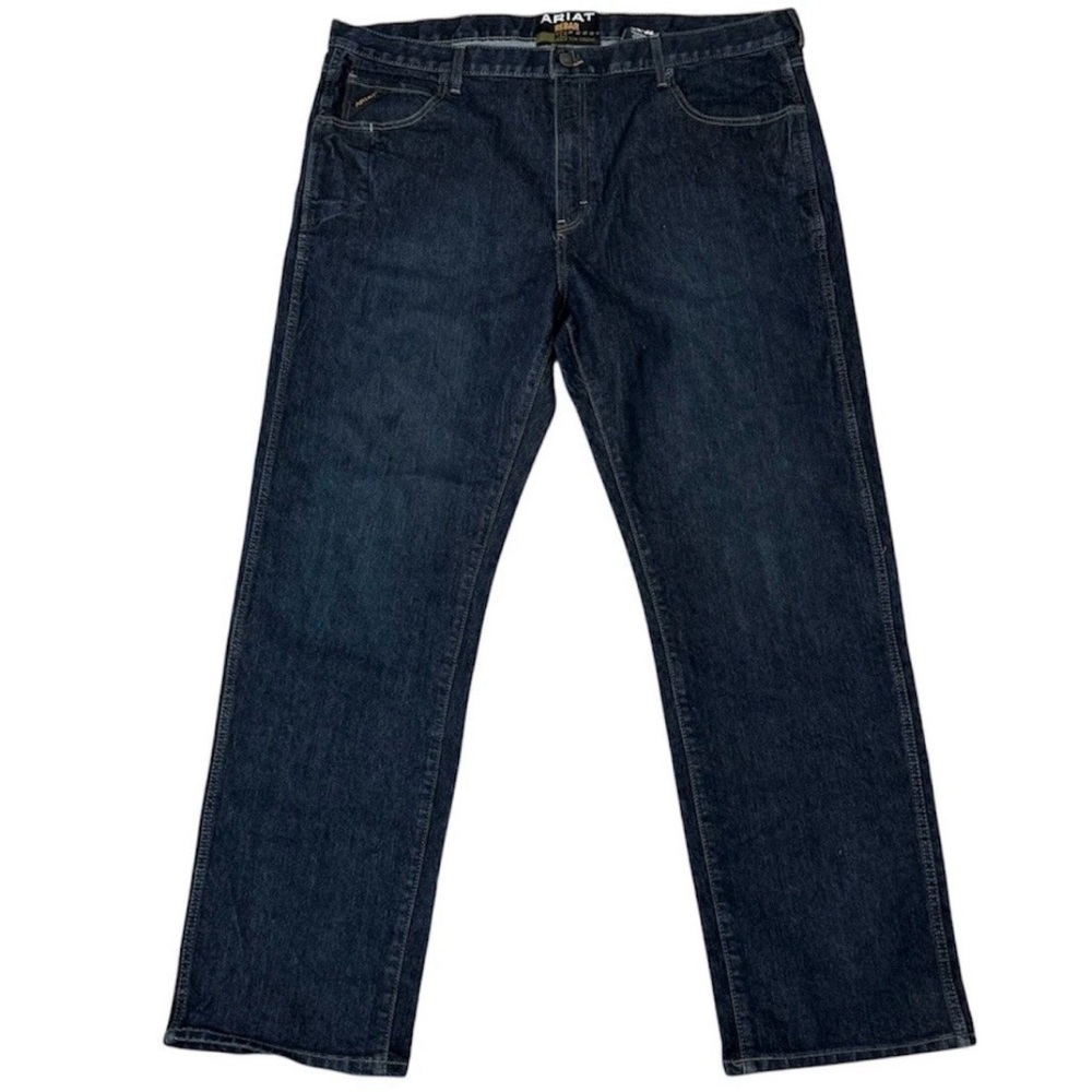 Ariat Jeans Mens 44x34 Blue Rebar M5 Slim Straight Leg Workwear Loop Lock Denim